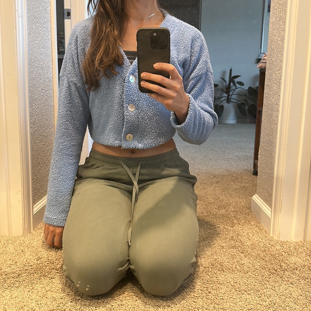 Fuzzy blue cropped sweater!